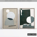 Cargar imagen en el visor de la galería, Díptico pintado a mano Geometría minimalista