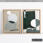 Cargar imagen en el visor de la galería, Díptico pintado a mano Geometría minimalista