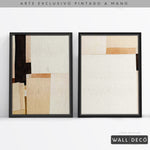 Cargar imagen en el visor de la galería, Díptico pintado a mano Minimalismo sereno en tonos sepia