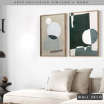 Cargar imagen en el visor de la galería, Díptico pintado a mano Geometría minimalista