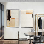 Cargar imagen en el visor de la galería, Díptico pintado a mano Minimalismo sereno en tonos sepia