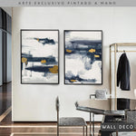 Cargar imagen en el visor de la galería, Díptico pintado a mano Abstracción minimalista