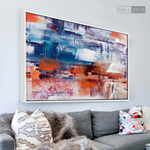 Cargar imagen en el visor de la galería, Cuadro Abstracto Naranja, Blanco y Azul