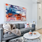 Cargar imagen en el visor de la galería, Cuadro Abstracto Naranja, Blanco y Azul