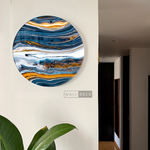 Cargar imagen en el visor de la galería, Cuadro Circular Fluido Azul Naranja