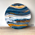 Cargar imagen en el visor de la galería, Cuadro Circular Fluido Azul Naranja