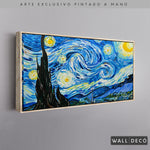 Cargar imagen en el visor de la galería, Arte Pintado a Mano Noche Estrellada Van Gogh Horizontal