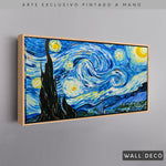 Cargar imagen en el visor de la galería, Arte Pintado a Mano Noche Estrellada Van Gogh Horizontal