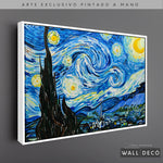 Cargar imagen en el visor de la galería, Arte Pintado a Mano Noche Estrellada Van Gogh Horizontal