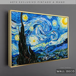 Cargar imagen en el visor de la galería, Arte Pintado a Mano Noche Estrellada Van Gogh Horizontal