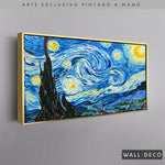 Cargar imagen en el visor de la galería, Arte Pintado a Mano Noche Estrellada Van Gogh Horizontal