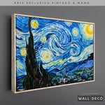 Cargar imagen en el visor de la galería, Arte Pintado a Mano Noche Estrellada Van Gogh Horizontal
