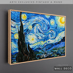 Cargar imagen en el visor de la galería, Arte Pintado a Mano Noche Estrellada Van Gogh Horizontal