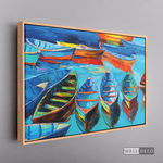 Cargar imagen en el visor de la galería, Cuadro Arte Barcos en Mar Azul