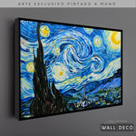 Cargar imagen en el visor de la galería, Arte Pintado a Mano Noche Estrellada Van Gogh Horizontal