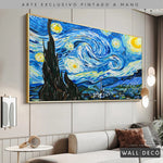 Cargar imagen en el visor de la galería, Arte Pintado a Mano Noche Estrellada Van Gogh Horizontal