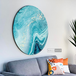 Cargar imagen en el visor de la galería, Cuadro Circular Fluido Turquesa