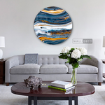 Cargar imagen en el visor de la galería, Cuadro Circular Fluido Azul Naranja