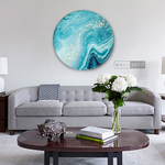 Cargar imagen en el visor de la galería, Cuadro Circular Fluido Turquesa