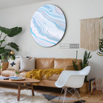 Cargar imagen en el visor de la galería, Cuadro Circular Fluido Celeste