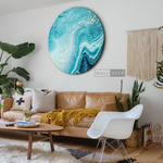 Cargar imagen en el visor de la galería, Cuadro Circular Fluido Turquesa