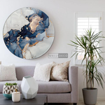 Cargar imagen en el visor de la galería, Cuadro Circular Fluido Abstracto Azul