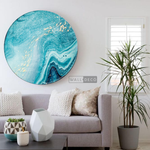 Cargar imagen en el visor de la galería, Cuadro Circular Fluido Turquesa