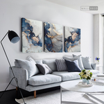 Cargar imagen en el visor de la galería, Tríptico Fluido Abstracto Dorado