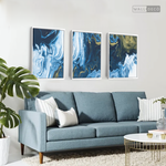 Cargar imagen en el visor de la galería, Tríptico Fluido Abstracto Azul