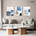 Cargar imagen en el visor de la galería, Tríptico Fragmentos Azul minimalista