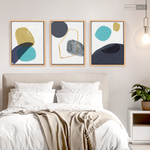 Cargar imagen en el visor de la galería, Tríptico Abstracto Nórdico Azul