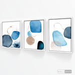 Cargar imagen en el visor de la galería, Tríptico Fragmentos Azul minimalista