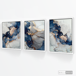 Cargar imagen en el visor de la galería, Tríptico Fluido Abstracto Dorado