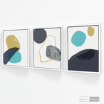 Cargar imagen en el visor de la galería, Tríptico Abstracto Nórdico Azul