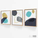 Cargar imagen en el visor de la galería, Tríptico Abstracto Nórdico Azul