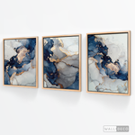 Cargar imagen en el visor de la galería, Tríptico Fluido Abstracto Dorado