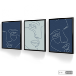 Cargar imagen en el visor de la galería, Tríptico Rostros Face Lines Blue