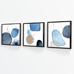 Cargar imagen en el visor de la galería, Tríptico Fragmentos Azul minimalista