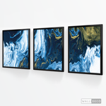 Cargar imagen en el visor de la galería, Tríptico Fluido Abstracto Azul