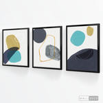 Cargar imagen en el visor de la galería, Tríptico Abstracto Nórdico Azul