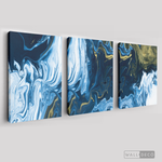 Cargar imagen en el visor de la galería, Tríptico Fluido Abstracto Azul