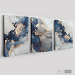 Cargar imagen en el visor de la galería, Tríptico Fluido Abstracto Dorado