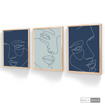 Cargar imagen en el visor de la galería, Tríptico Rostros Face Lines Blue