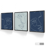 Cargar imagen en el visor de la galería, Tríptico Rostros Face Lines Blue