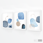 Cargar imagen en el visor de la galería, Tríptico Fragmentos Azul minimalista