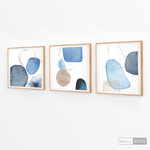 Cargar imagen en el visor de la galería, Tríptico Fragmentos Azul minimalista
