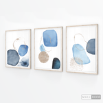 Cargar imagen en el visor de la galería, Tríptico Fragmentos Azul minimalista