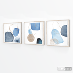 Cargar imagen en el visor de la galería, Tríptico Fragmentos Azul minimalista