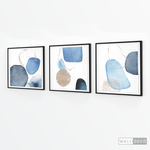 Cargar imagen en el visor de la galería, Tríptico Fragmentos Azul minimalista