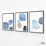 Cargar imagen en el visor de la galería, Tríptico Fragmentos Azul minimalista